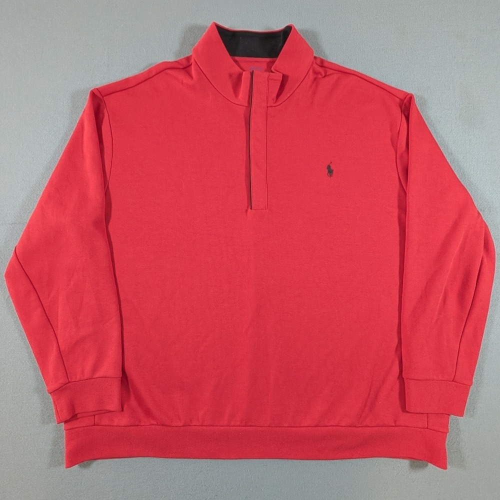 Polo Ralph Lauren Quarter Snap Pullover Mens 3XB Red Long Sleeve Mock‎ Neck
